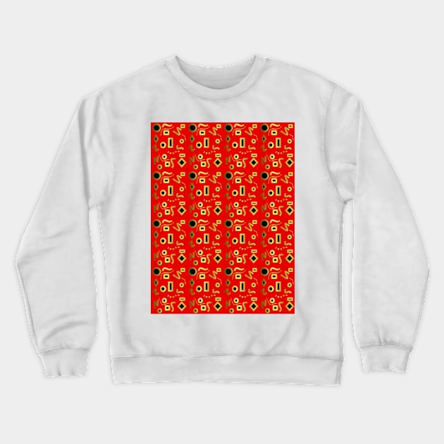 RED And Gold Geometric Shapes Crewneck Sweatshirt by SartorisArt1